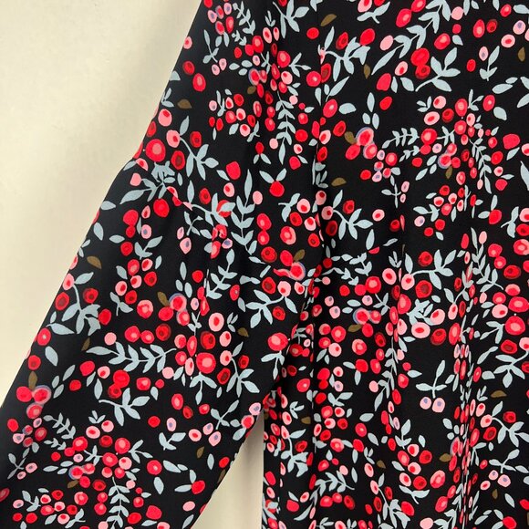 NWT LOFT Long Sleeve Berry Print Velvet Trim Shift Dress Size Medium M NEW - Picture 6 of 14